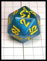 Dice : Dice - 20D - Blue with Yellow Numerals Littlecluus- JA Collection Apr 2024